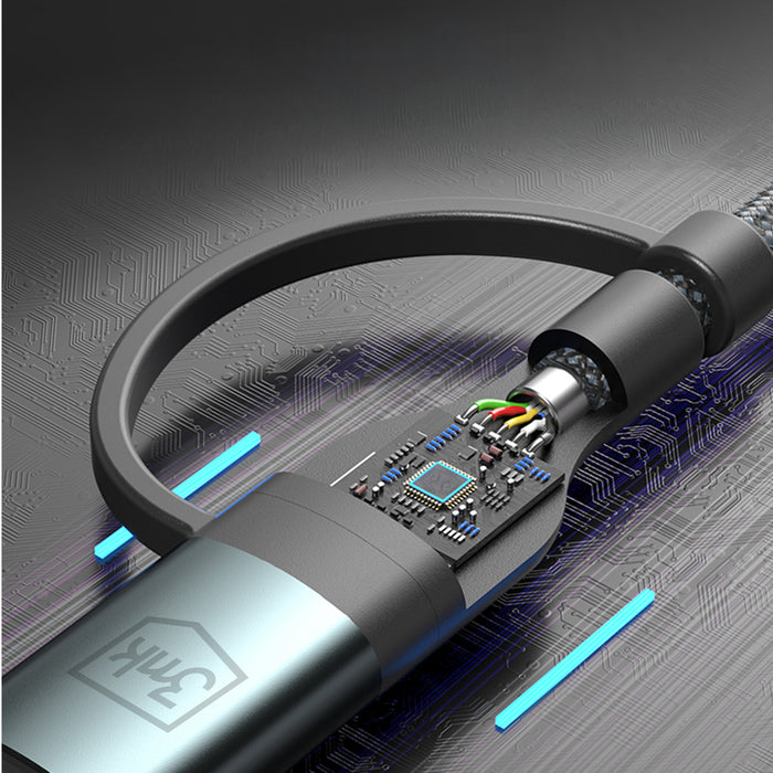 3mk Hyper Cable N-SERIES 2 в 2 USB-A / USB-C и USB-C / Lightning 1.2m QC 3.0 9V/2A 60W - черен
