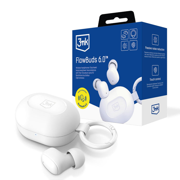 Безжични слушалки TWS 3mk FlowBuds 6.0 - бели