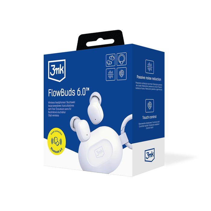 Безжични слушалки TWS 3mk FlowBuds 6.0 - бели