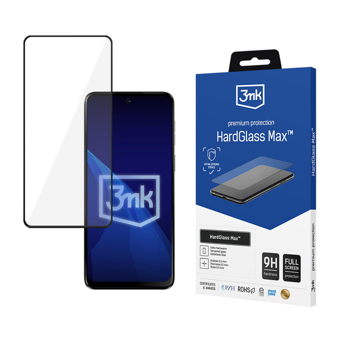 Подсилено закалено стъкло с пълно покритие 3mk HardGlass Max черно за Motorola Moto G55 5G