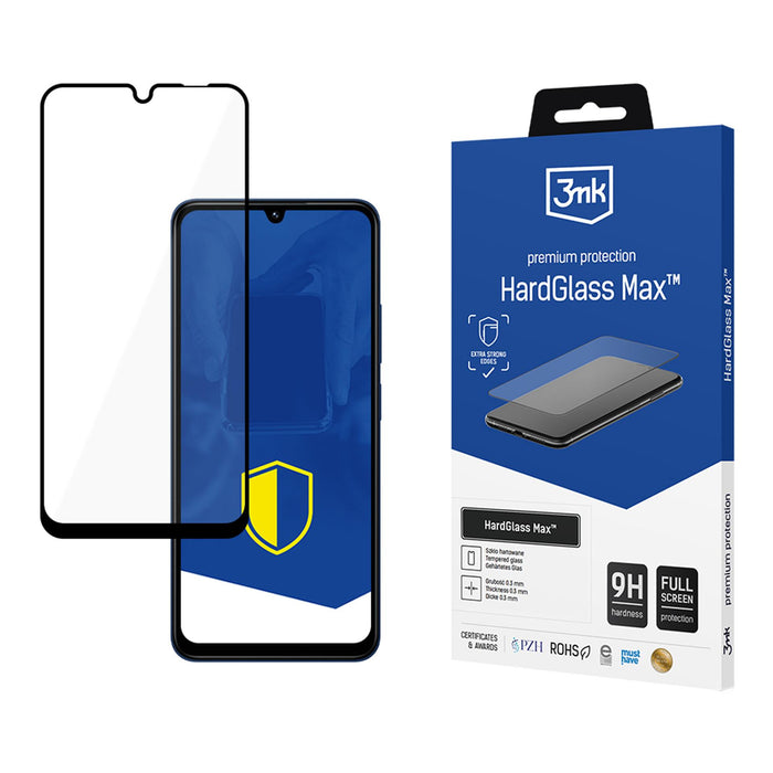 Подсилено закалено стъкло с пълно покритие 3mk HardGlass Max черно за Xiaomi Redmi 14C / Poco C75 / Redmi A4 5G