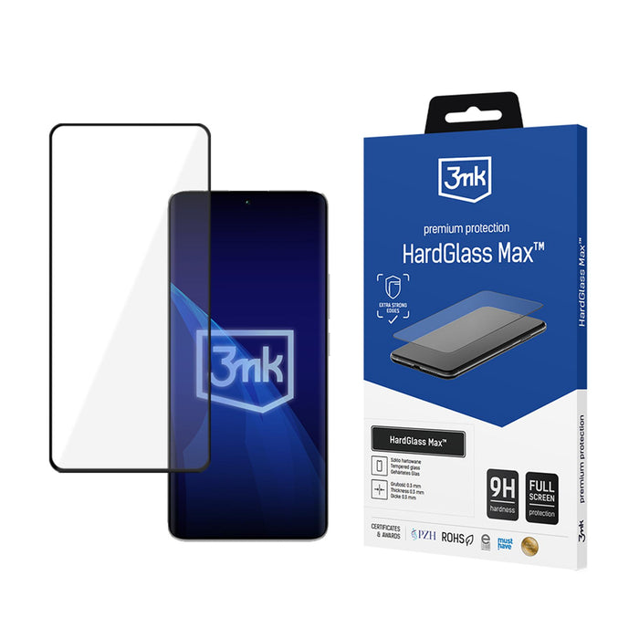 Подсилено закалено стъкло за цял екран 3mk HardGlass Max Black за Xiaomi Redmi Note 13 Pro+