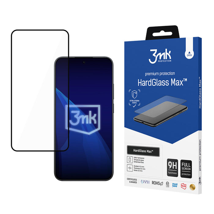 Подсилено закалено стъкло с пълно покритие 3mk HardGlass Max черно за Xiaomi Redmi Note 15 Pro 5G