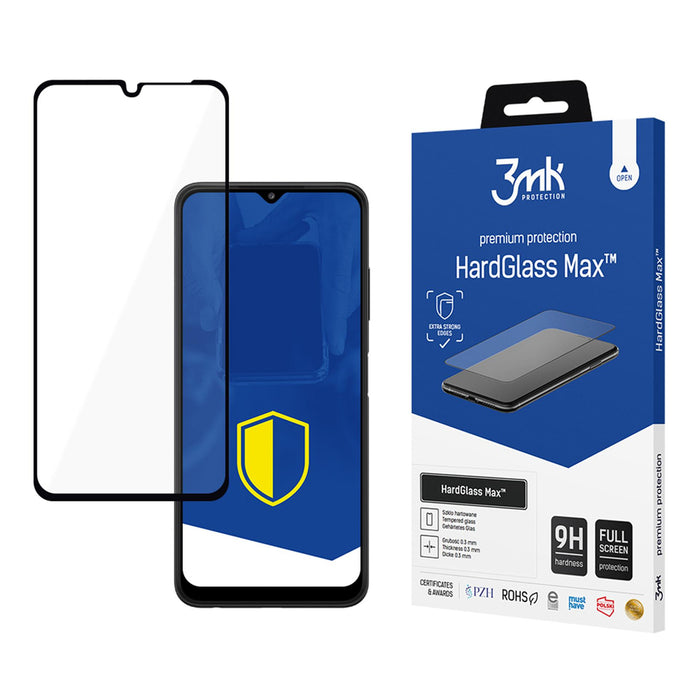 Подсилено закалено стъкло с пълно покритие 3mk HardGlass Max черно за Samsung Galaxy A22 5G