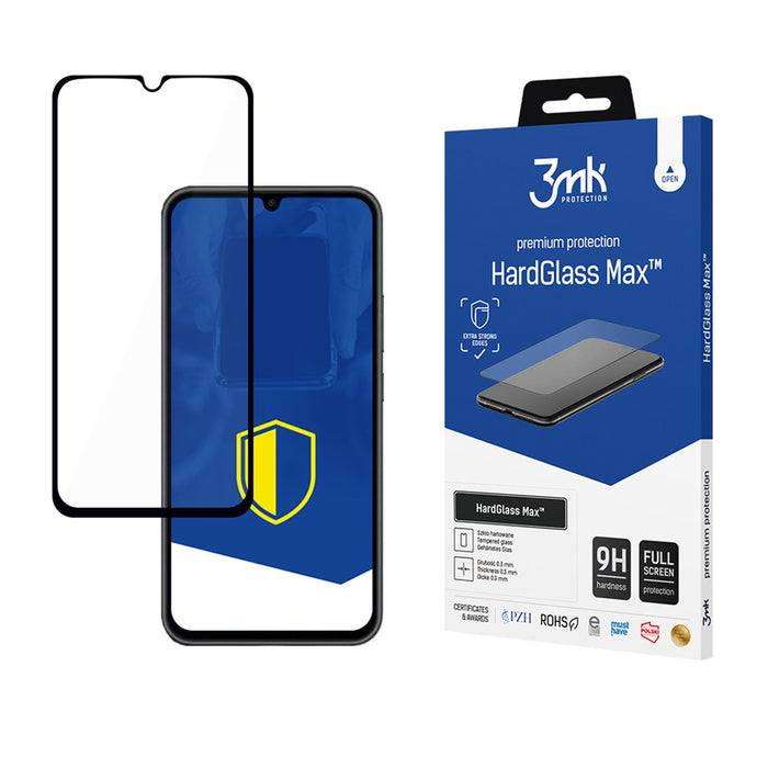 Подсилено закалено стъкло с пълно покритие 3mk HardGlass Max черно за Samsung Galaxy A34 5G