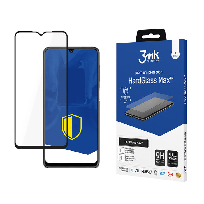 Подсилено закалено стъкло за цял екран 3mk HardGlass Max Black за Samsung Galaxy M22