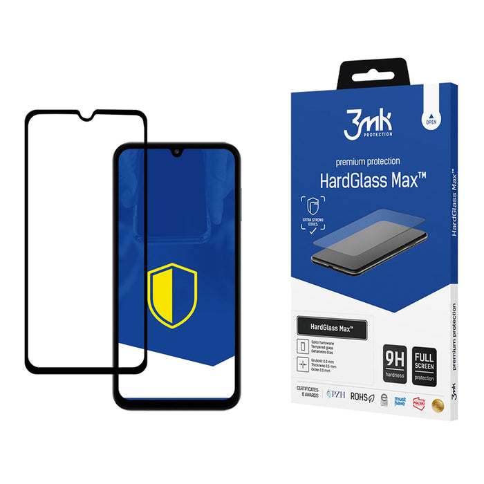 Подсилено закалено стъкло с пълно покритие 3mk HardGlass Max черно за Samsung Galaxy M15 5G
