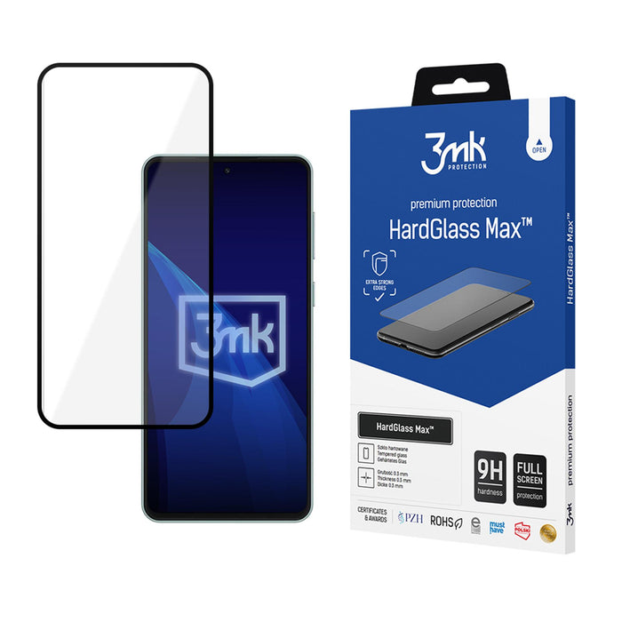 Подсилено закалено стъкло за цял екран 3mk HardGlass Max Black за Samsung Galaxy M55