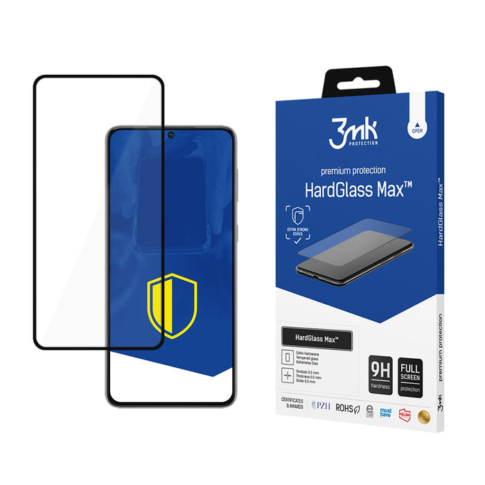Подсилено закалено стъкло за цял екран 3mk HardGlass Max Black за Samsung Galaxy S21+ 5G