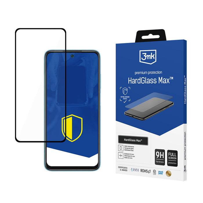 Подсилено закалено стъкло за цял екран 3mk HardGlass Max черно за Xiaomi Redmi 10 2022