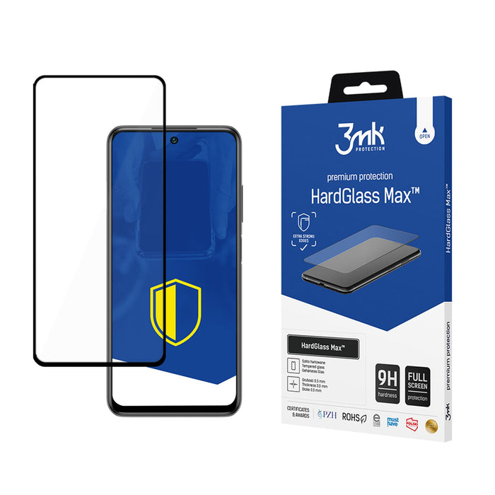 Подсилено закалено стъкло за цял екран 3mk HardGlass Max черно за Xiaomi Redmi Note 10/10s 4G