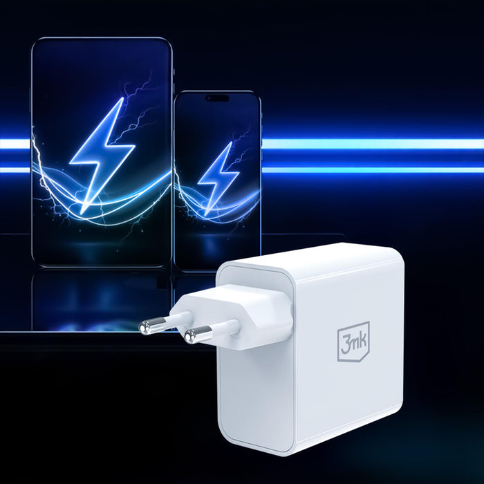 3mk FlowPower 45W 1A1C PD3.0 QC4+ зарядно за стена - бяло