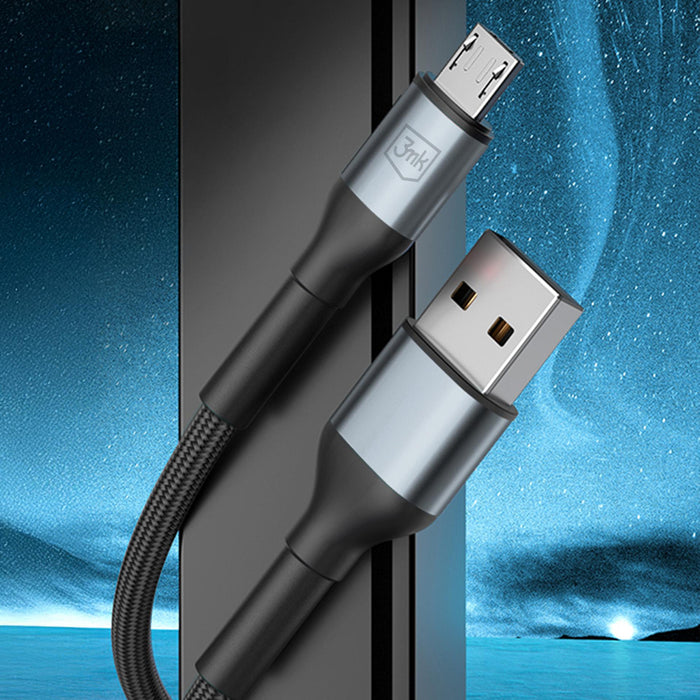 3mk Hyper Cable N-SERIES USB-A / MicroUSB 50cm QC 3.0 5V/2A 10W - черен