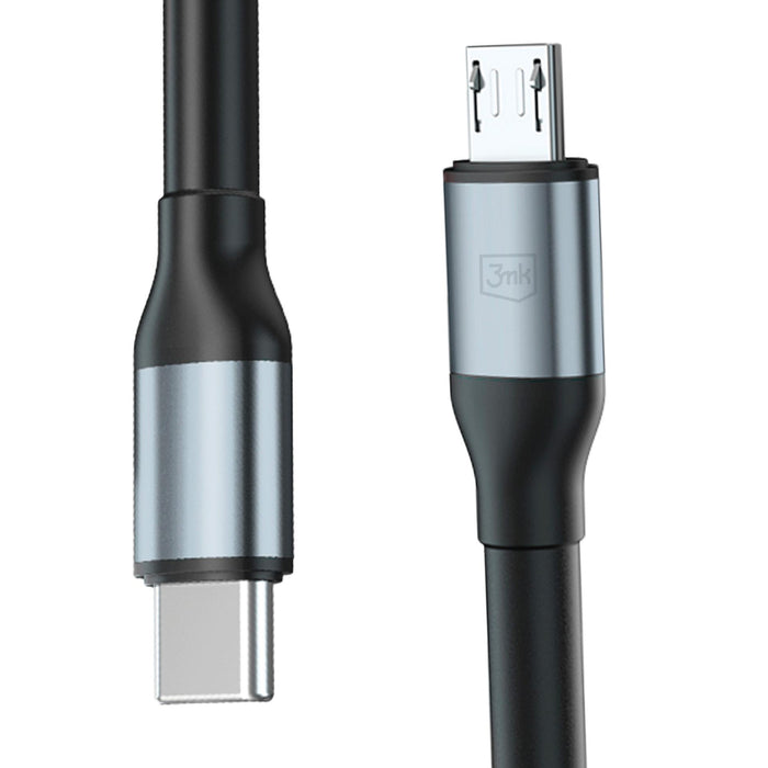 3mk Hyper Cable N-SERIES USB-C / MicroUSB 3m QC 3.0 5V/2A 10W - черен