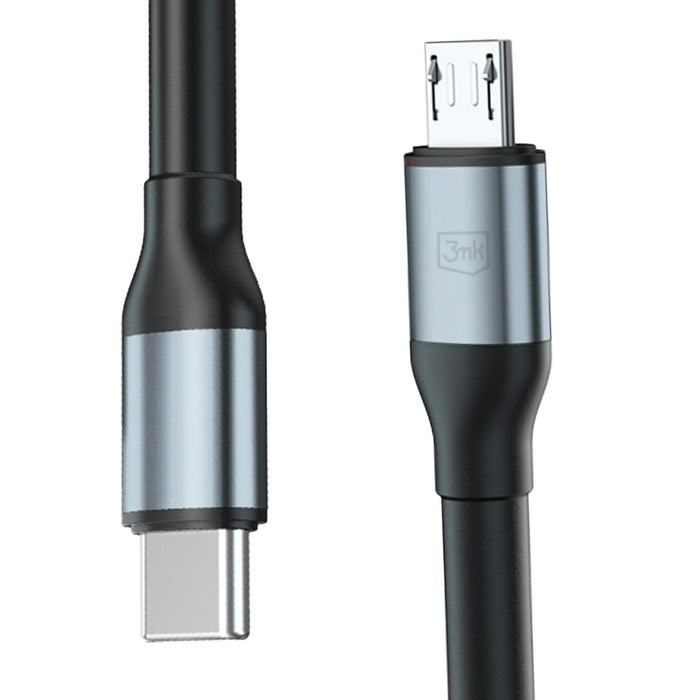 3mk Hyper Cable N-SERIES USB-C / MicroUSB 1m QC 3.0 5V/2A 10W - черен