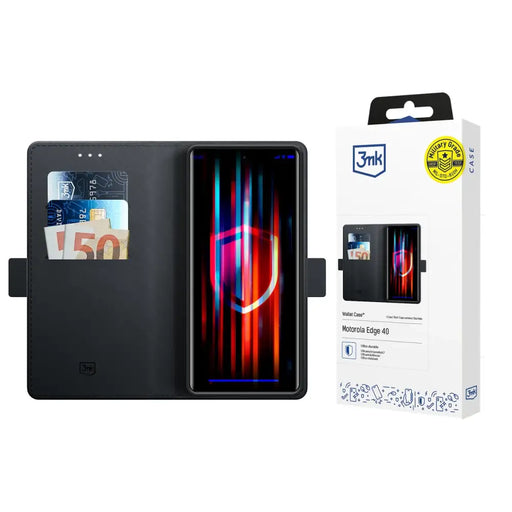 3mk Wallet Case за Motorola Edge 40 - черен