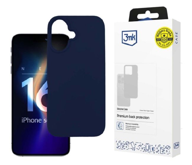 Калъф 3mk - Silicone Case, iPhone 16, Dark Navy