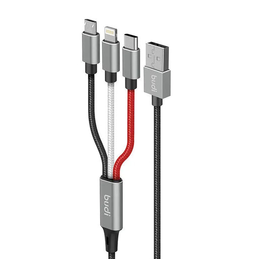 3в1 кабел Budi USB към Lightning / USB - C