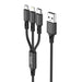 3в1 кабел Budi USB към USB - C / Lightning MicroUSB 1m черен