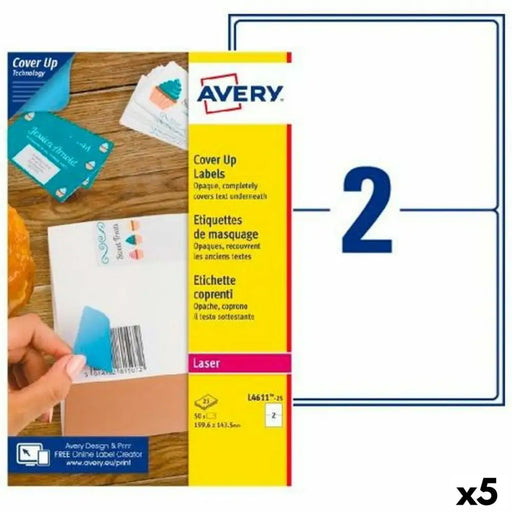 Етикети за принтер Avery L4611 Бял 25 Листи 199,6 x 143,5