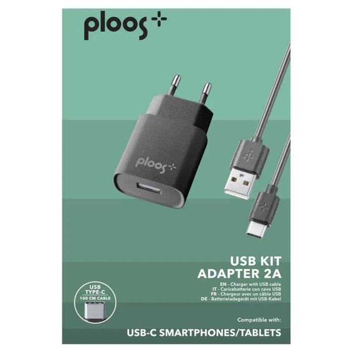 ЗАРЯДНО ОТ ЕЛ. МРЕЖА PLOOS USB-C 2A ЧЕРНО