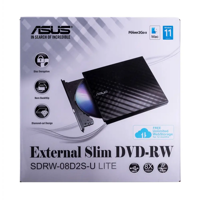 Външно USB DVD записващо устройство ASUS SDRW-08D2S-U LITE
