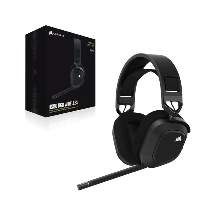 Блутут слушалки с микрофон Corsair HS80 RGB Черен