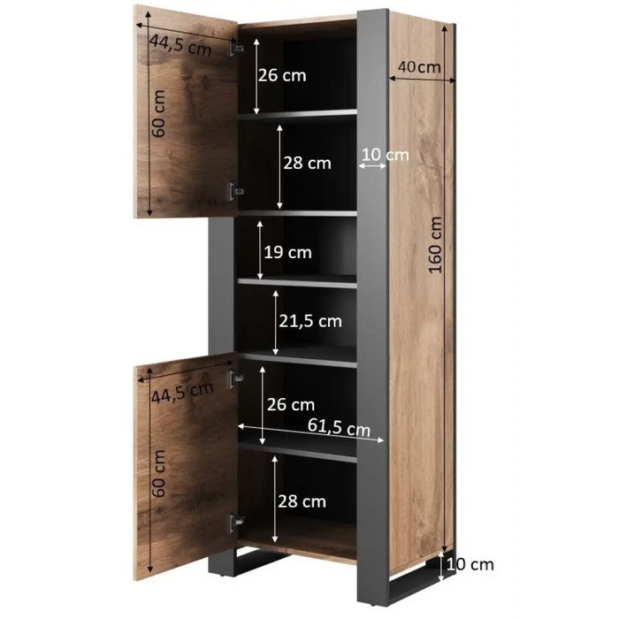 Етажерка WOOD 65x40x170,5 дъб вотан + антрацит