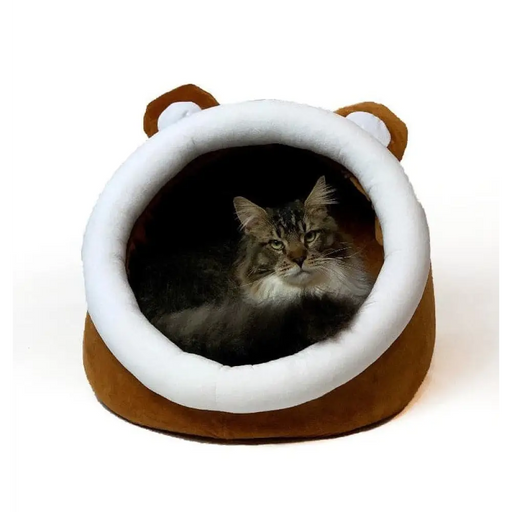 Котешко легло GO GIFT - кафяво-бяло - 40x45x34 см