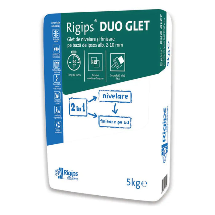 ГИПСОВА МАЗИЛКА И ШПАКЛОВКА RIGIPS 2В1 DUO GLET ОТ 1 ДО 10ММ