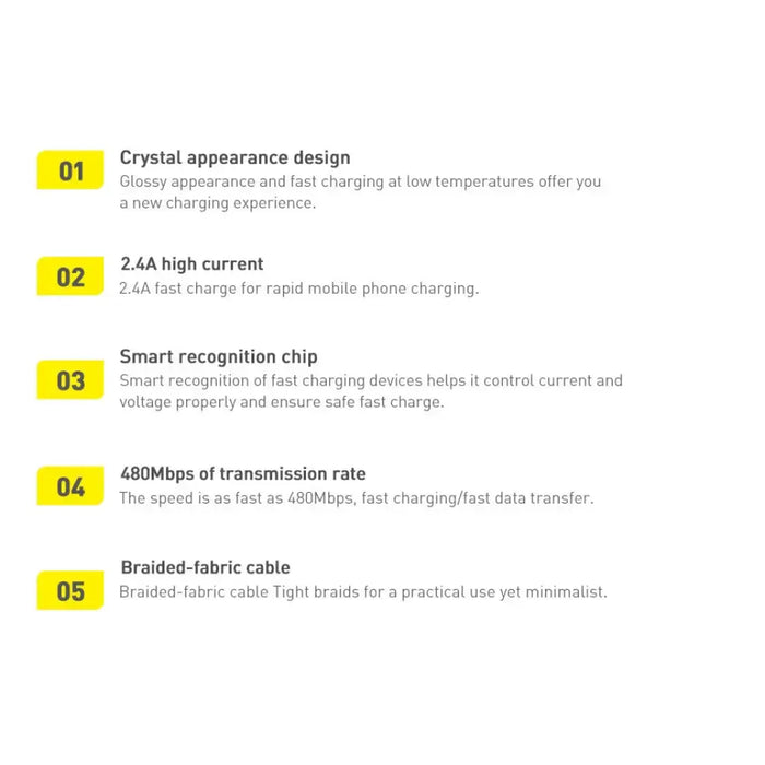 Кабел Baseus Crystal Shine Series USB кабел за бързо