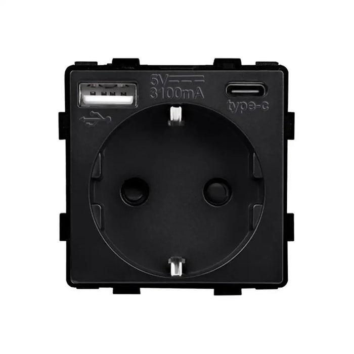 КОНТАКТ С USB-A + C И ДЕТСКА ЗАЩИТА МЕХАНИЗЪМ ЧЕРЕН LUXON