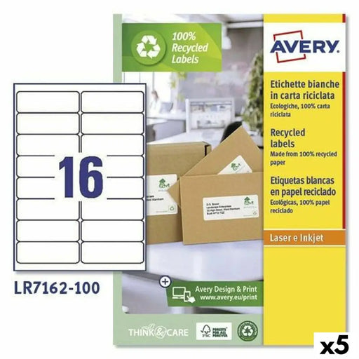 Етикети за принтер Avery LR7162 Бял 100 Листи 99,1 x 33,9