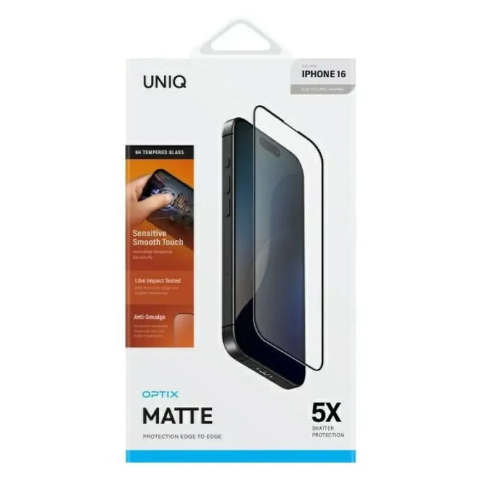 Закалено стъкло Uniq Optix Matte с апликатор за iPhone 16
