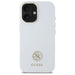Силиконов 4G калъф Guess Logo Strass за iPhone 16 - бял