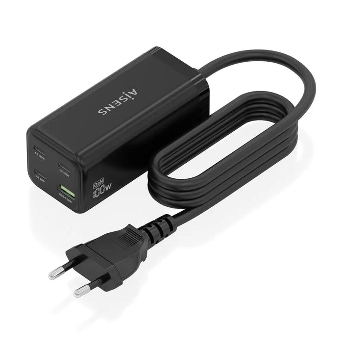 Безжично зарядно Aisens ASCH-100W4P054-BK Черен 100 W