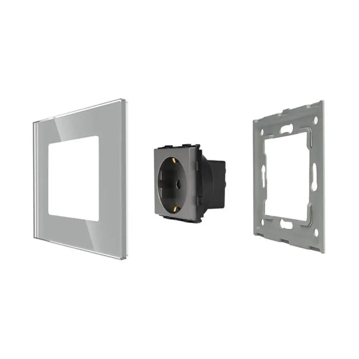 КОНТАКТ С ДЕТСКА ЗАЩИТА И РАМКА СТЪКЛО СИВ LUXON