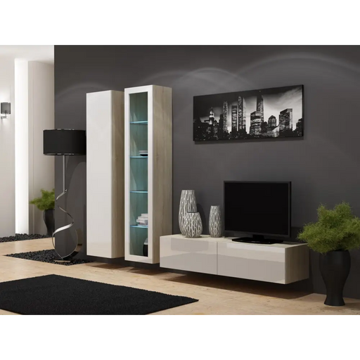 Стойка за телевизор Cama VIGO 140 30/140/40 сонома/бял гланц