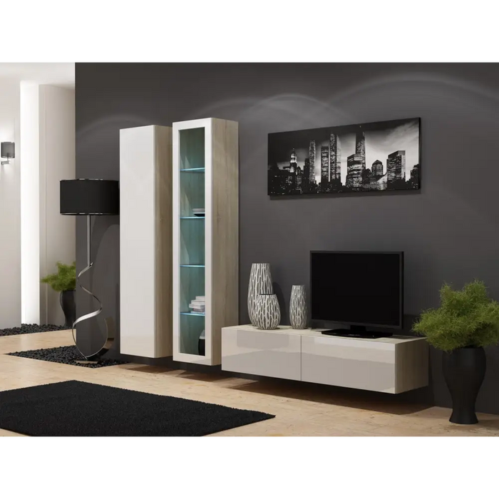 Стойка за телевизор Cama VIGO 140 30/140/40 сонома/бял гланц