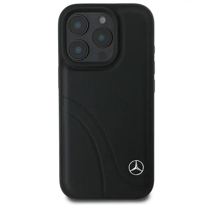 Кожен калъф Mercedes MB Curved Stitches за iPhone 16 Pro