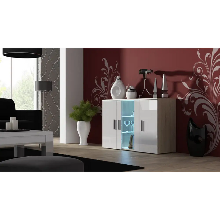 Бюфет Cama 120см SOHO S7 дъб сонома/бял гланц
