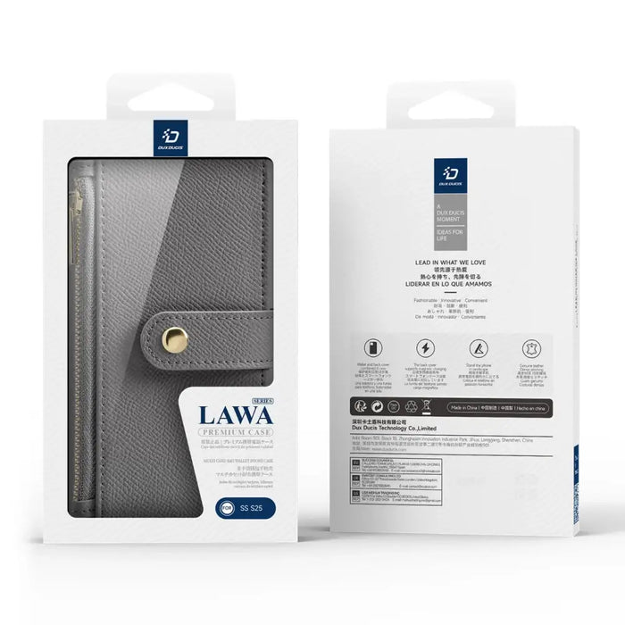 Кожен калъф Dux Ducis Lawa за Samsung Galaxy S25 със свалящ