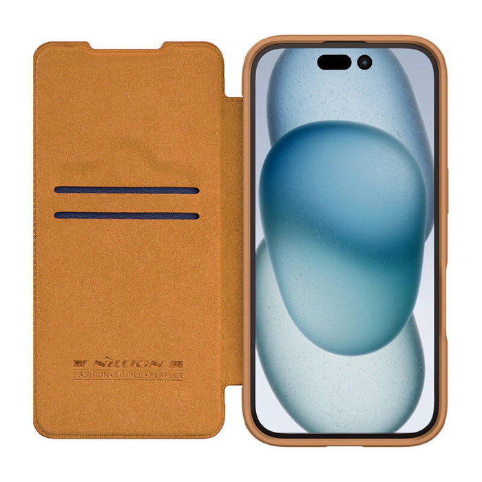 Кейс Nillkin Qin Prop Leather iPhone 16, бежов