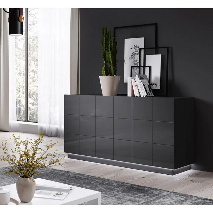 Бюфет Cama 2D REJA графитено сиво гланц/графитено сиво гланц
