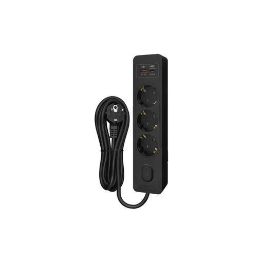 РАЗКЛОНИТЕЛ 3 ГНЕЗДА USB-A И USB-C 1.5M КАБЕЛ ЧЕРЕН С КЛЮЧ