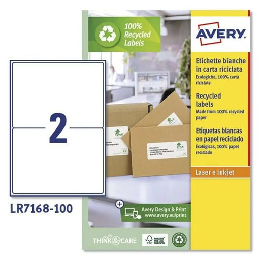 Етикети за принтер Avery LR7168 Бял 100 Листи 199,6 x 143,5