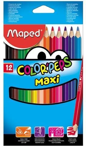 Комплект цветни моливи Maped Color Peps - My First Jumbo, 12 цвята