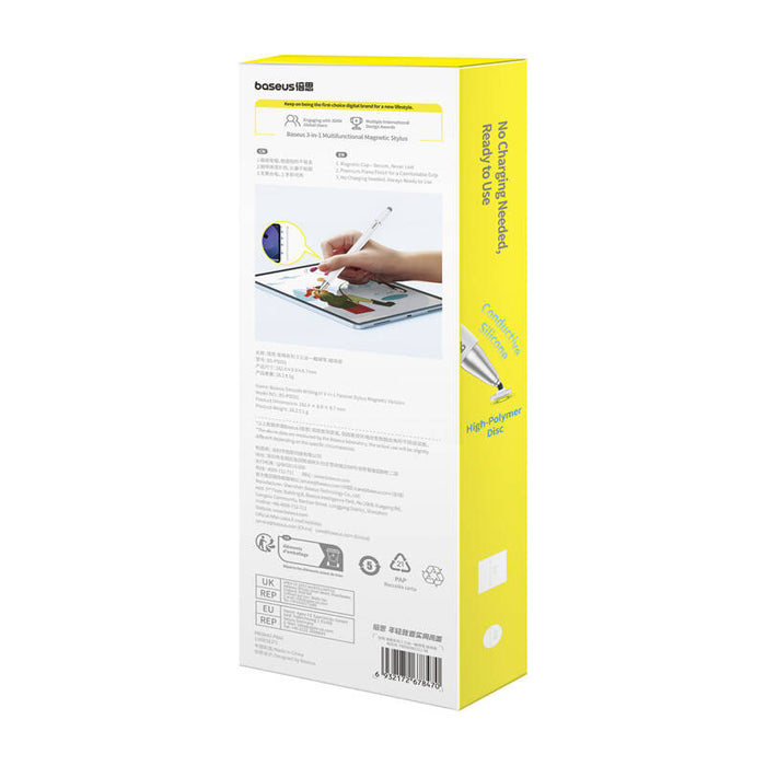 3в1 магнитен стилус Baseus Smooth Writing III, бял
