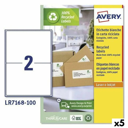 Етикети за принтер Avery LR7168 Бял 100 Листи 199,6 x 143,5