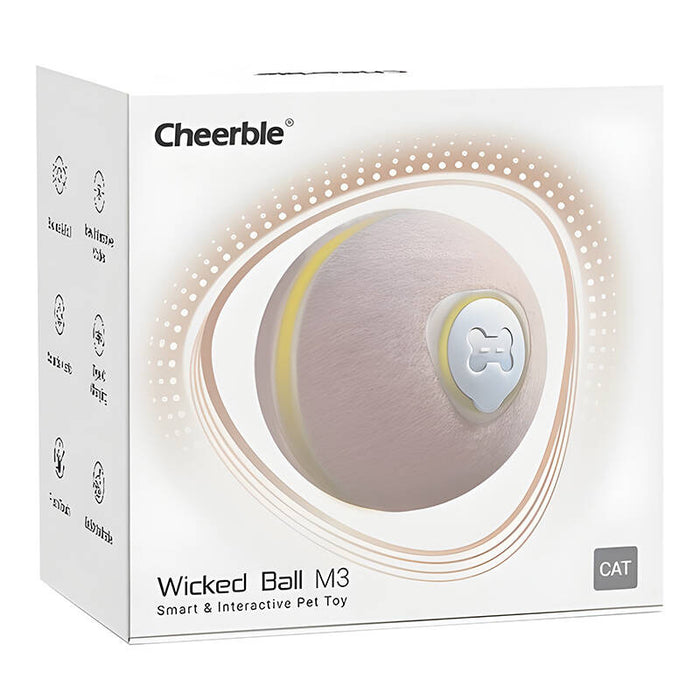 Интерактивна топка за домашни любимци Cheerble Wicked Ball M3, 200 mAh, бежова